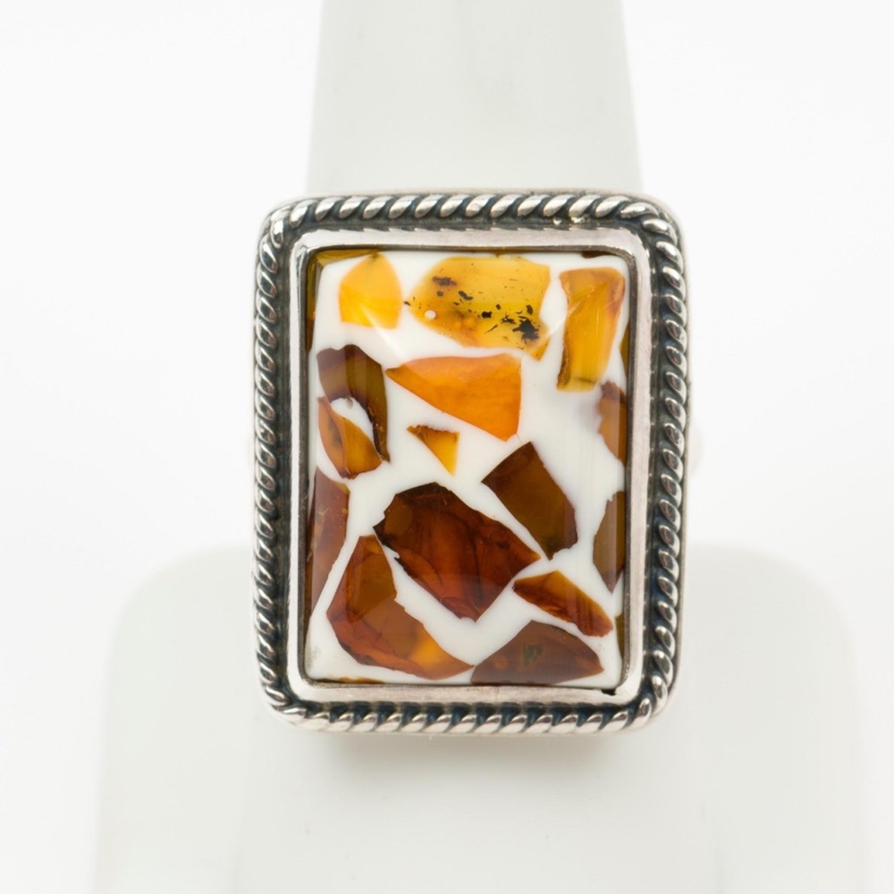 “Turkish delight-Lokum”-Amber and sterling silver ring